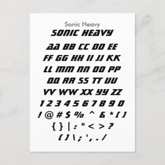 Sonic Heavy - Zazzle Font Sampler Sheet Postcard