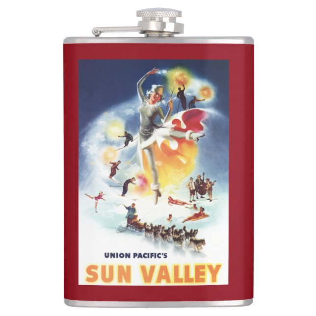 Sonja Henje Montage of Sun Valley Poster Flask (Front)