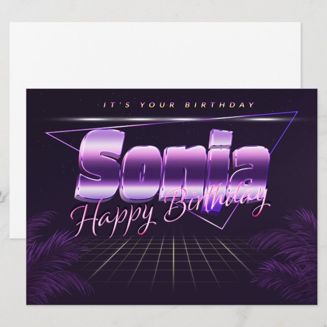 Sonja Name First name lila retro card Birthday (Front/Back)