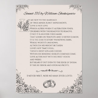 Sonnet 116 by William Shakespeare poster/wall art Poster