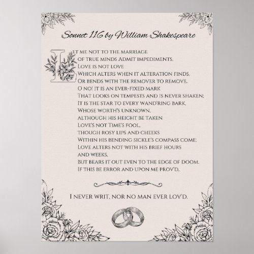 Sonnet 116 by William Shakespeare posterwall art Poster