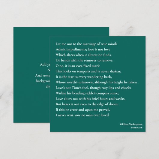 Sonnet 116Let me not to the marriage of true minds (Front/Back)