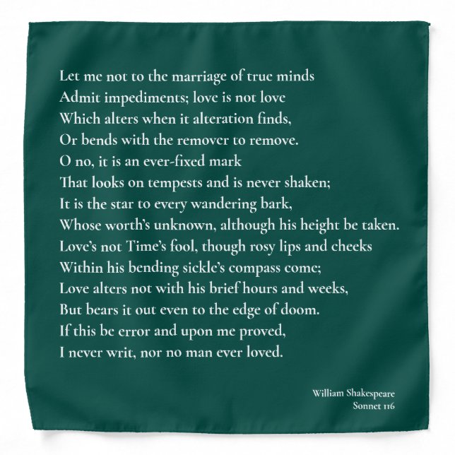 Sonnet 116Let me not to the marriage of true minds Bandana (Front)