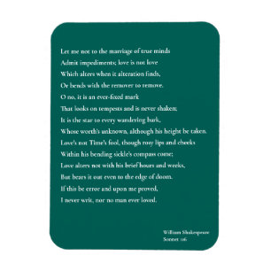Sonnet 116Let me not to the marriage of true minds Magnet