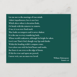 Sonnet 116Let me not to the marriage of true minds Postcard