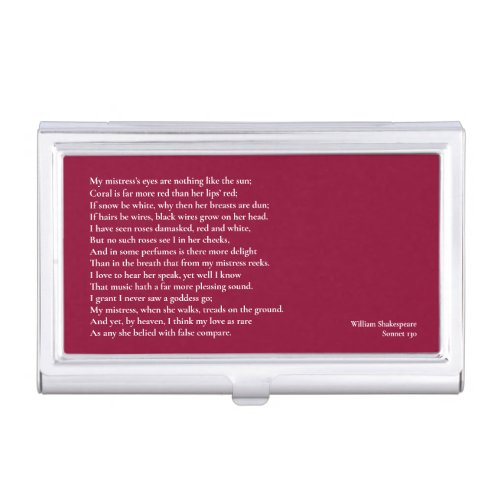 Sonnet 130 My mistress eyes are nothing like Business Card Case