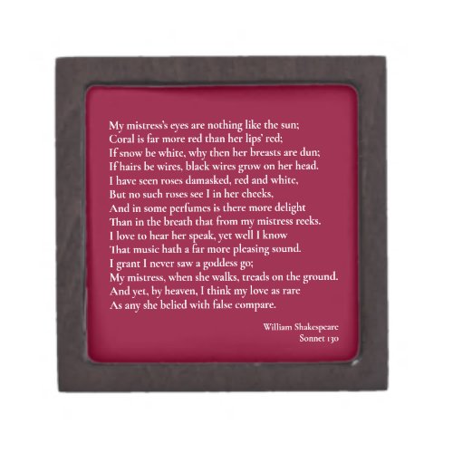 Sonnet 130 My mistress eyes are nothing like Gift Box