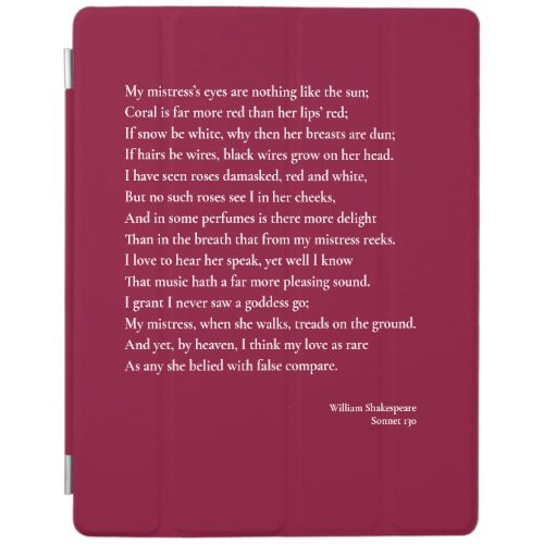 Sonnet 130 My mistress eyes are nothing like iPad Smart Cover