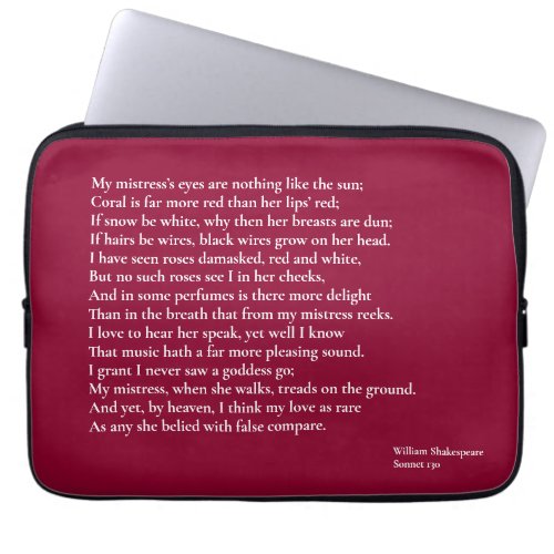 Sonnet 130 My mistress eyes are nothing like Laptop Sleeve