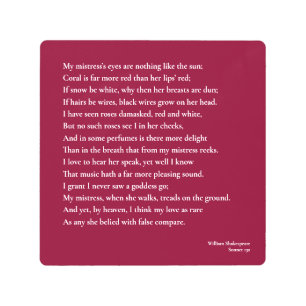 Sonnet 130 My mistress' eyes are nothing like Metal Print