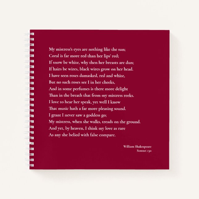 Sonnet 130 My mistress' eyes are nothing like Notebook (Front)
