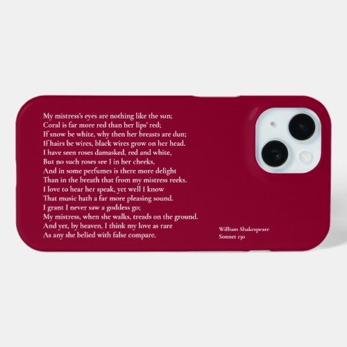 Sonnet 130 My mistress eyes are nothing like the  iPhone 15 Case