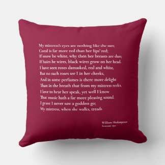 Sonnet 130 My mistress' eyes are nothing like Throw Pillow
