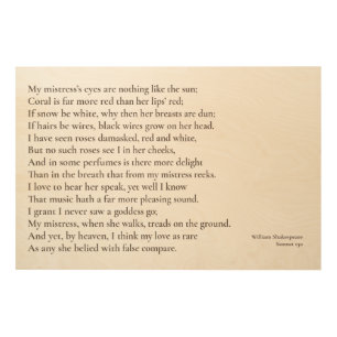Sonnet 130 My mistress' eyes are nothing like Wood Wood Wall Art
