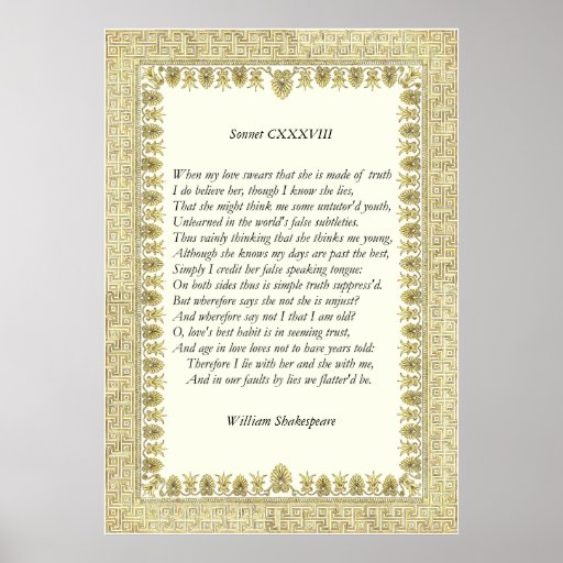 Sonnet # 138 by William Shakespeare Posters | Zazzle