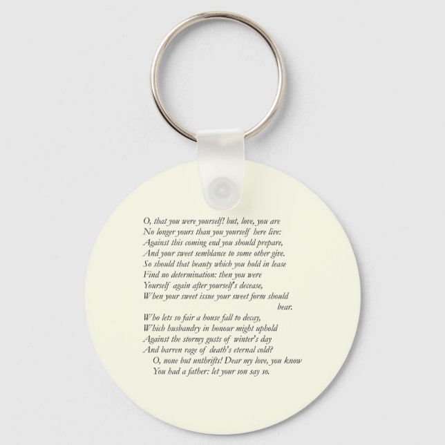 Sonnet # 13 by William Shakespeare Keychain (Front)