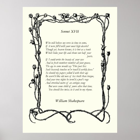 Sonnet # 17 by William Shakespeare Poster | Zazzle