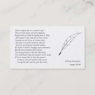 Sonnet # 18 by William Shakespeare Business Card