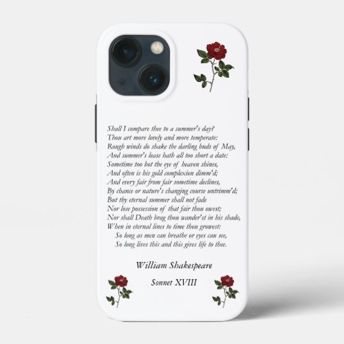 Sonnet  18 by William Shakespeare iPhone 13 Mini Case