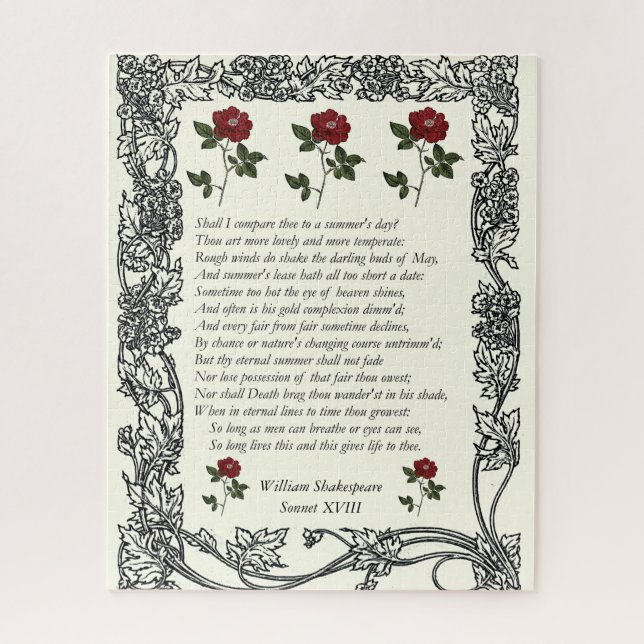 Sonnet # 18 by William Shakespeare Jigsaw Puzzle (Vertical)