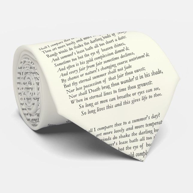 Sonnet # 18 by William Shakespeare Neck Tie (Rolled)