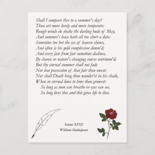 Sonnet # 18 by William Shakespeare Postcard