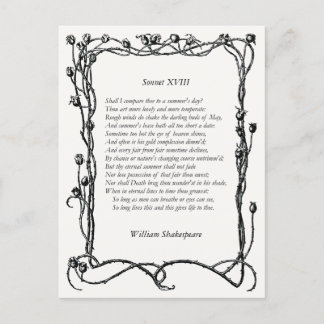 Sonnet # 18 by William Shakespeare Postcard