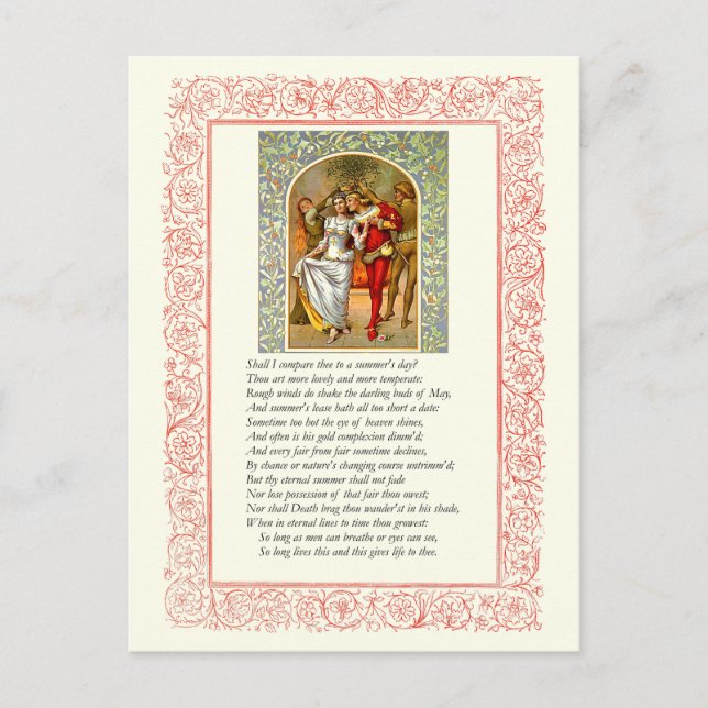 Sonnet # 18 by William Shakespeare Postcard (Front)