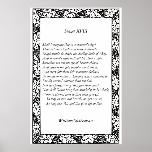 Sonnet # 18 by William Shakespeare Poster (Front)