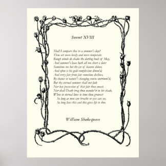 Sonnet # 18 by William Shakespeare Poster