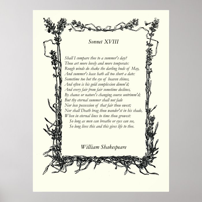 Sonnet # 18 by William Shakespeare Poster