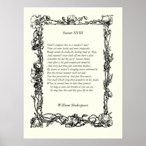 Sonnet # 18 by William Shakespeare Posters | Zazzle