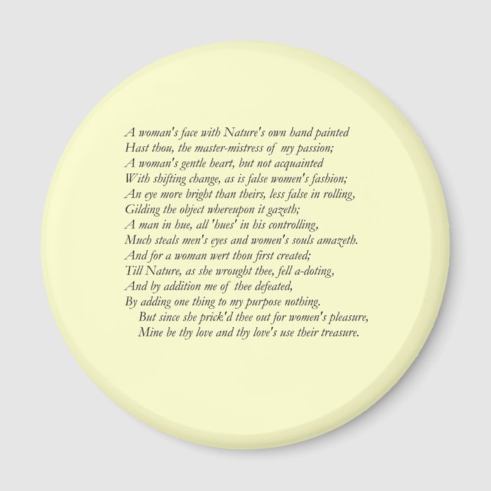 Sonnet # 20 by William Shakespeare Magnets