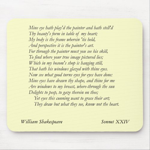 Sonnet  24 by William Shakespeare Mouse Pad
