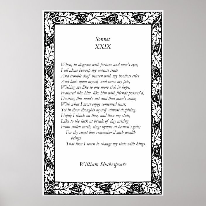 Sonnet # 29 By William Shakespeare Poster 