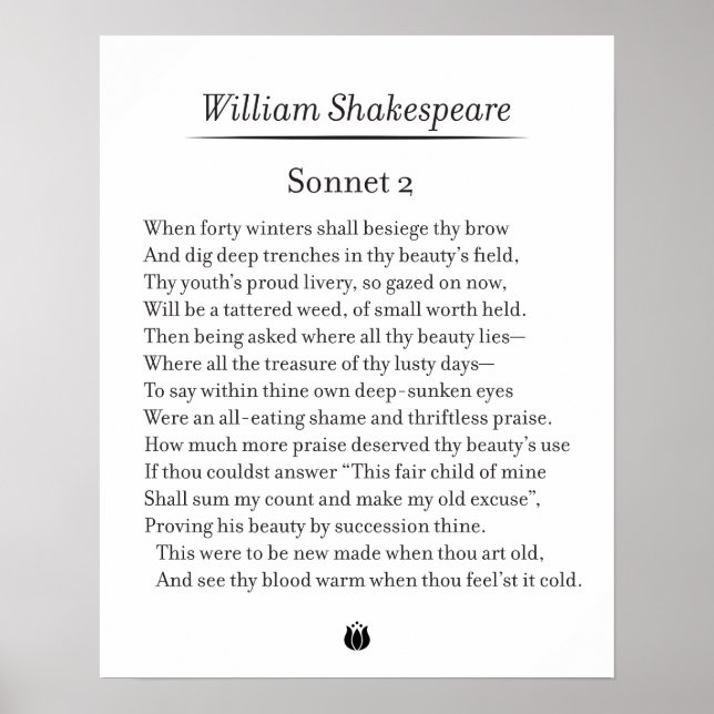 Sonnet 2 by William Shakespeare Poster (Front)