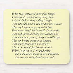 Sonnet # 30 by William Shakespeare Mouse Pad