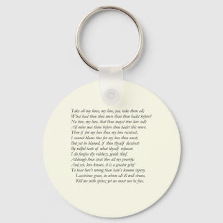 Sonnet # 40 by William Shakespeare Keychain