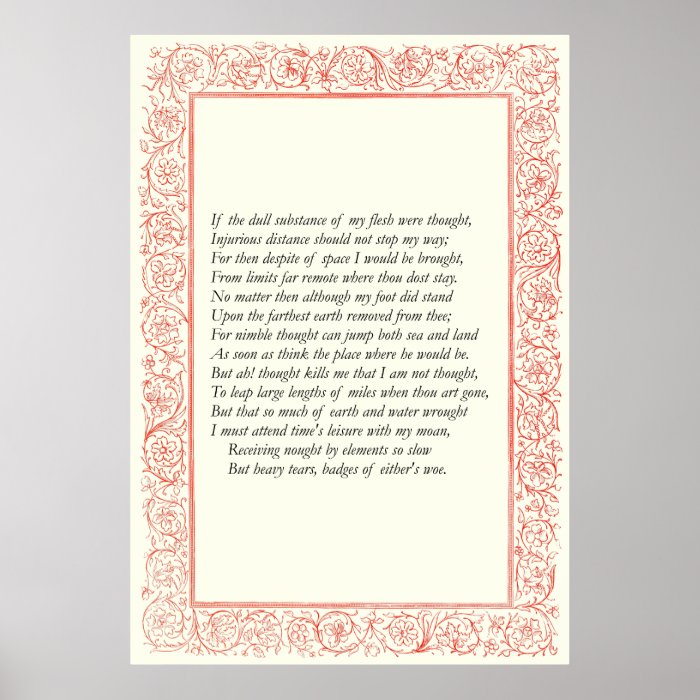 Sonnet # 44 by William Shakespeare Posters