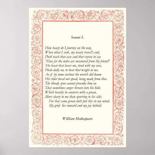 Sonnet # 50 by William Shakespeare Poster | Zazzle.com