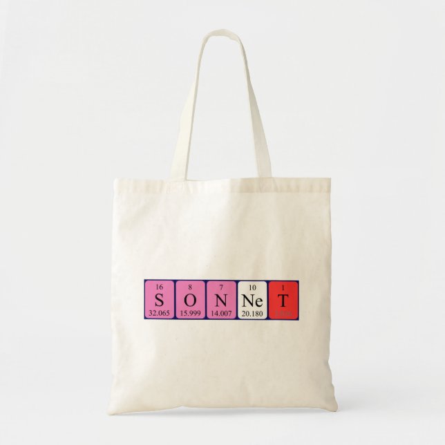 Sonnet periodic table name tote bag (Front)