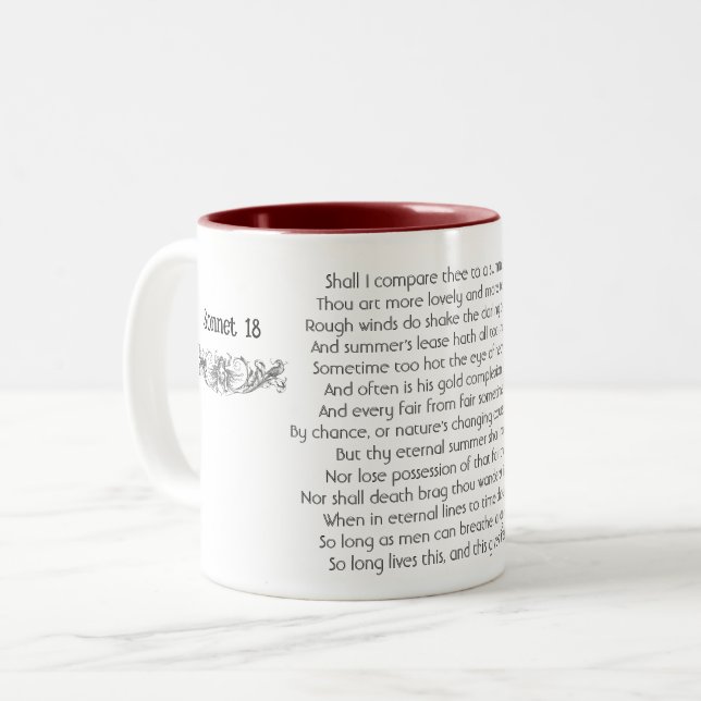 Sonnet Shakespeare 18 | Two-Tone Coffee Mug (Front Left)