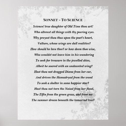 Sonnet to Science Edgar Allan Poe Poem Poster
