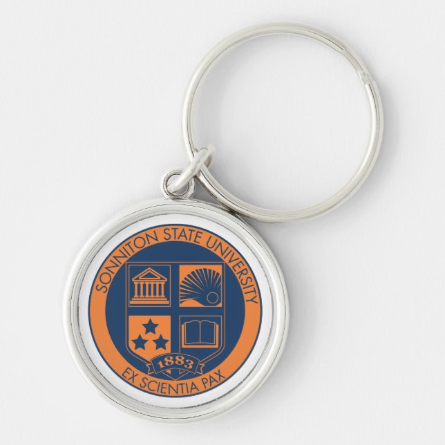 Sonniton State University Seal - Navy/Orange Keychain (Front)