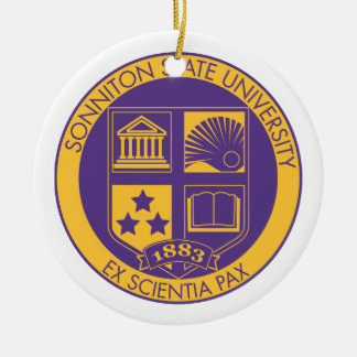 Sonniton State University Seal - Purple/Gold Ceramic Ornament