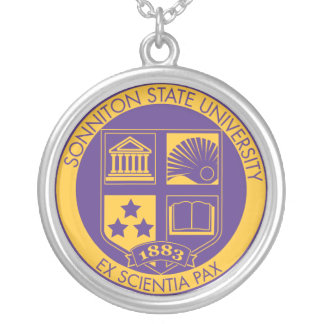 Sonniton State University Seal - Purple/Gold Silver Plated Necklace