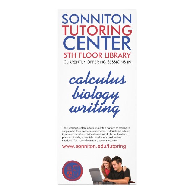 Sonniton Tutoring Center Rack Card (Front)