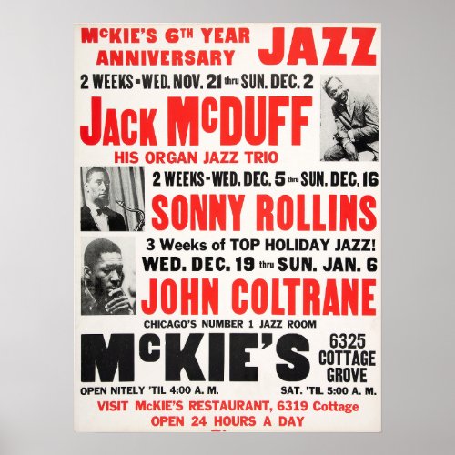 Sonny Rollins  John Coltrane  Jack McDuff Jazz Poster