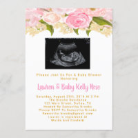 Sonogram Baby Shower Invitations, Baby Girl Shower