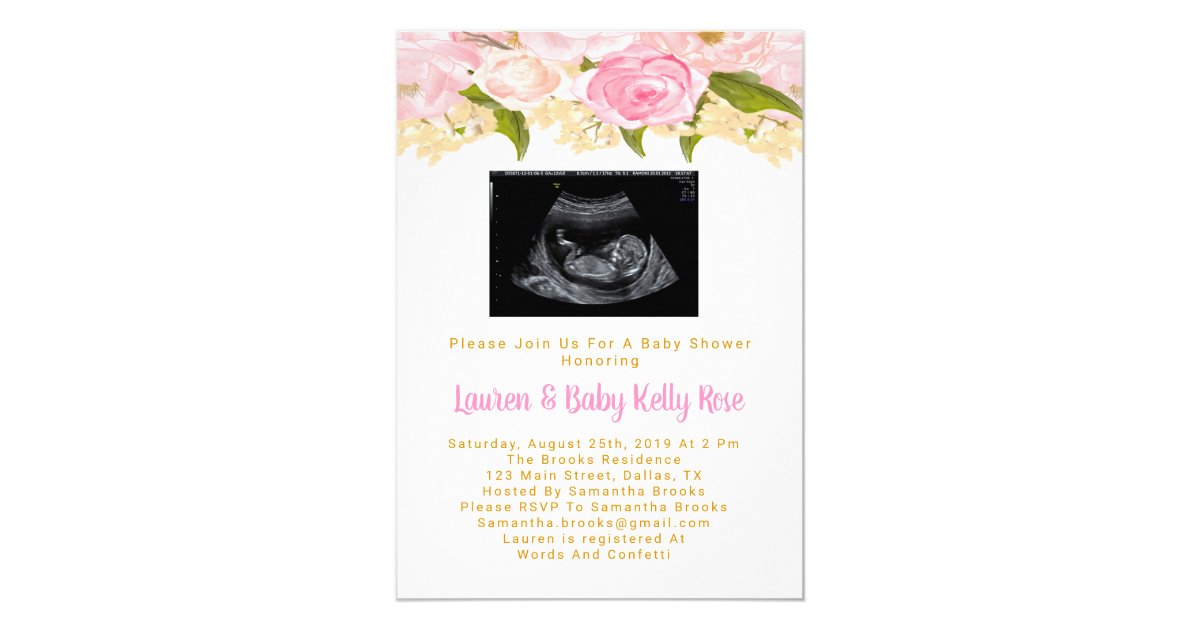 Sonogram Baby Shower Invitations Baby Girl Shower Invitation